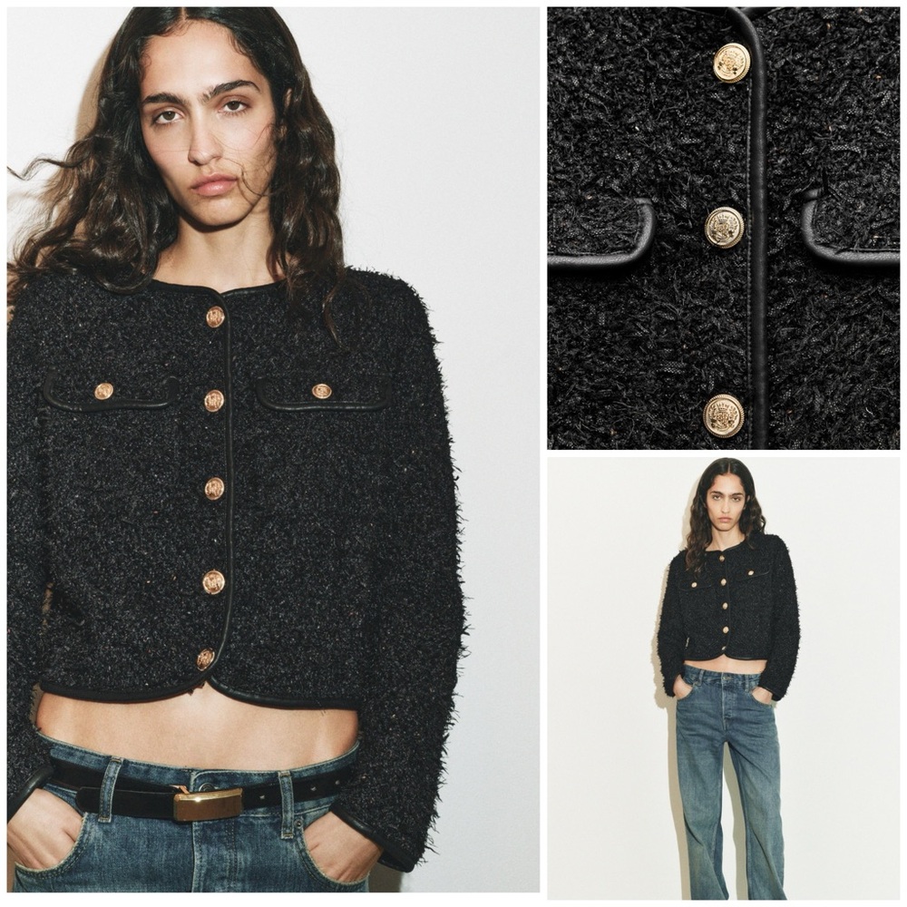 ZARA ~ METALLIC THREAD TEXTURED JACKET